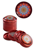Black Leaf Mandala Al. Grinder 4-part red Black Leaf Mandala Al. Grinder 4-part red