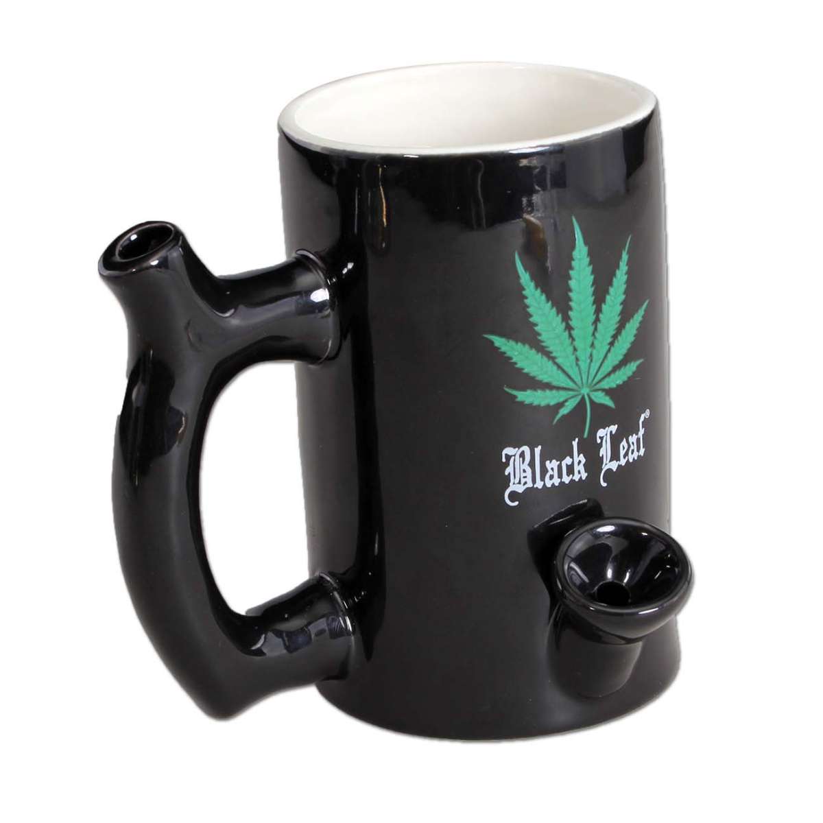 Black Leaf Ceramic Mug Bong Wake+Bake | Near Dark Shop
